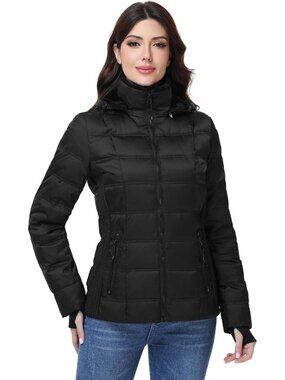 Cozy Hooded Women's Down Puffer Jacket - Warm Winter Coat for Cold Weather